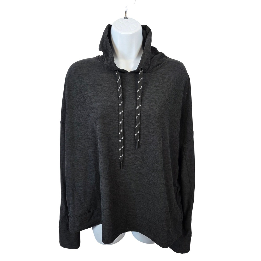 FLX Travel Leisure Hoodie Womens XL Charcoal Heather Grey Thumbhole Pullover